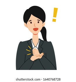 Illustration of a job-hunting student flashing the answer to the problem.