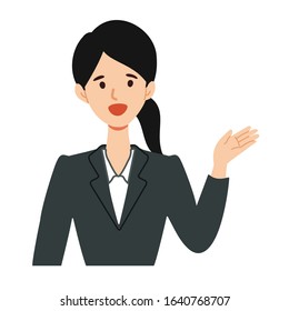 Illustration of a job-hunting student guiding information by pointing.