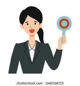 Illustration of a job-hunting student holding tags such as "Correct".
