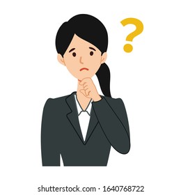 Illustration of a job-hunting student thinking about a problem.