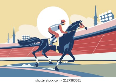 Illustration of jockeys on racing horse competition