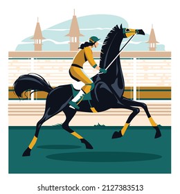 Illustration of jockeys on racing horse competition
