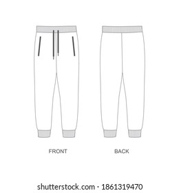 illustration of joggers pants, vector. Joggers sketch vector. 