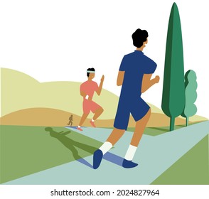 jogging ilustrativo en el parque