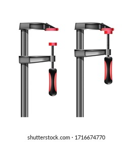 illustration of Joiner clamp with red handle illustration isolated on white background engineering equipment
