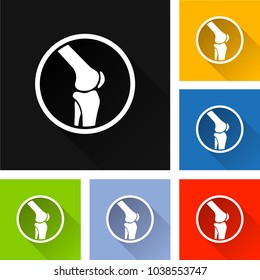 Illustration of joint knee icons with shadow