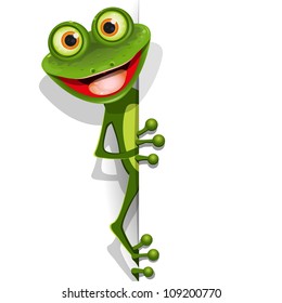 illustration jolly green frog with greater eye