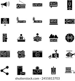 Illustration 
Journalismus-Ikone im soliden Stil