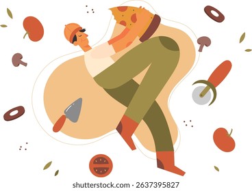 Illustration of Joy with Favorite Pizza
