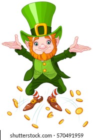 Ilustración de leprechaun saltador alegre