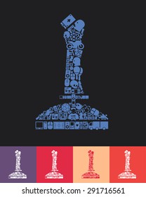 illustration of the joystick with icons composition
