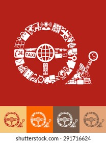 illustration of the joystick with icons composition