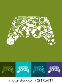 illustration of the joystick with icons composition