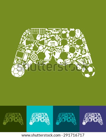 illustration of the joystick with icons composition