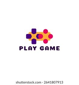 ILLUSTRATION JOYSTICK PURPLE ORANGE FLAT COLOR GAME LOGO ICON DESIGN TEMPLATE VECTOR