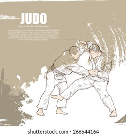 illustration of Judo. Hand drawn.