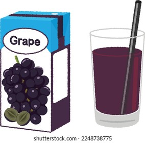 Illustration of juice in a paper pack. grape juice