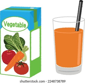 Illustration of juice in a paper pack. Vegetable juice