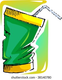Illustration of juice with straw	