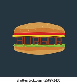 Illustration of a juicy hamburger