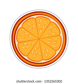 Illustration of Juicy Stylized Half Orange Sticker. Icon for Food Apps and Stickers Isolated on a White Background