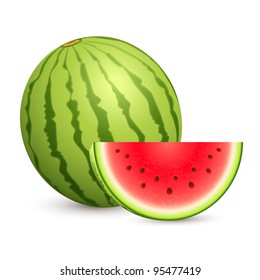 illustration of juicy water melon kept on white isolated background