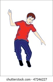 The illustration of a jumping boy