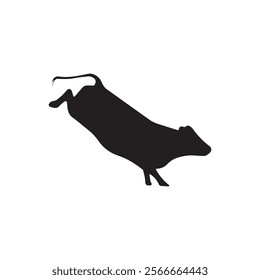 Illustration of jumping cow vector design, flat symbol cow icon design illustration. 