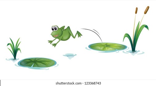 Illustration of a jumping frog on a white background