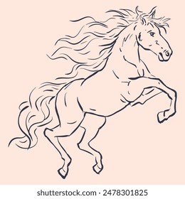 illustration of jumping horse vector for card, decoration, illustration