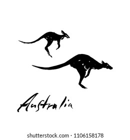 Illustration with jumping kangaroo.