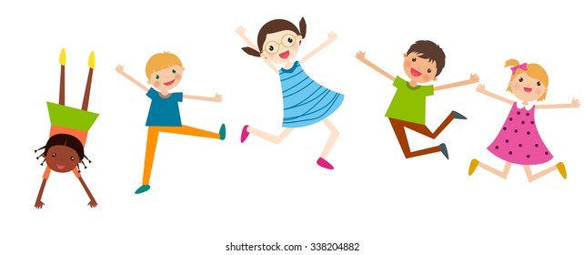 An illustration of jumping kids