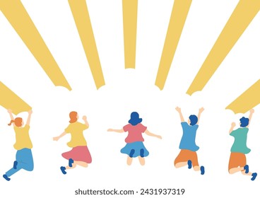 The illustration of jumping people