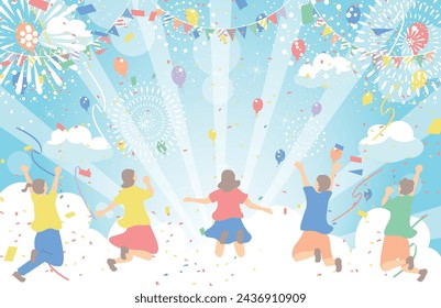 The illustration of jumping people