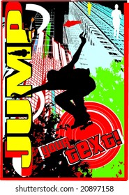 Illustration of jumping skateboarder