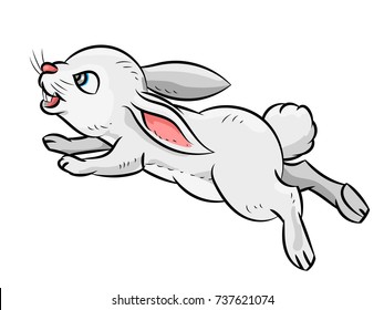 Illustration of Jumping smile Rabbit Isolated on white background. Children's illustration. Vector.

