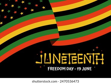 An illustration of Juneteenth flag - freedom day. Celebrated annually on June 19