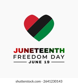 Illustration of Juneteenth Freedom Day with Heart-Shaped Flag.