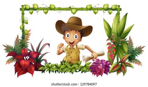 Illustration of the jungle boy on a white background