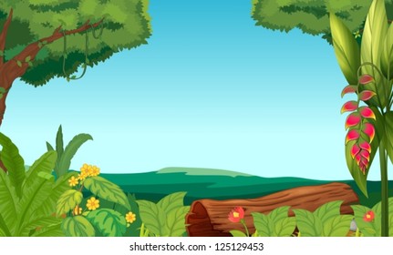 Illustration of the jungle with trees and plants