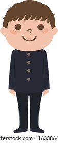 Illustration of a junior high school boy wearing school uniform.