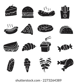 The illustration of junk food vector set. Suitable for food and drink icon, sign or symbol.