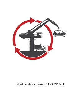 illustration of junkyard, metal recycle, vector art.