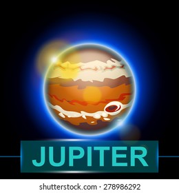 illustration of jupiter on dark background with shining