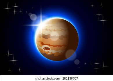 illustration of Jupiter one planet of solar system with shine 