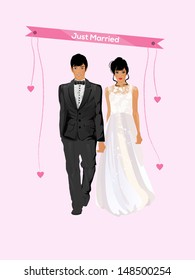 Illustration for just married couple