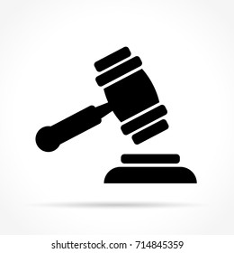 Illustration of justice hammer icon on white background