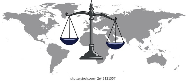 ilustração de uma escala de justiça realizada em uma mão humana, simbolizando igualdade, justiça e lei, prevista para o Dia Internacional da Justiça