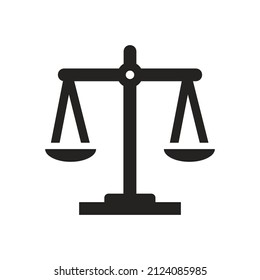 Illustration of justice scales, prosecutor, judge, crime, security. glyph icon