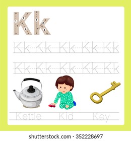 Illustration of K exercise A-Z cartoon vocabulary